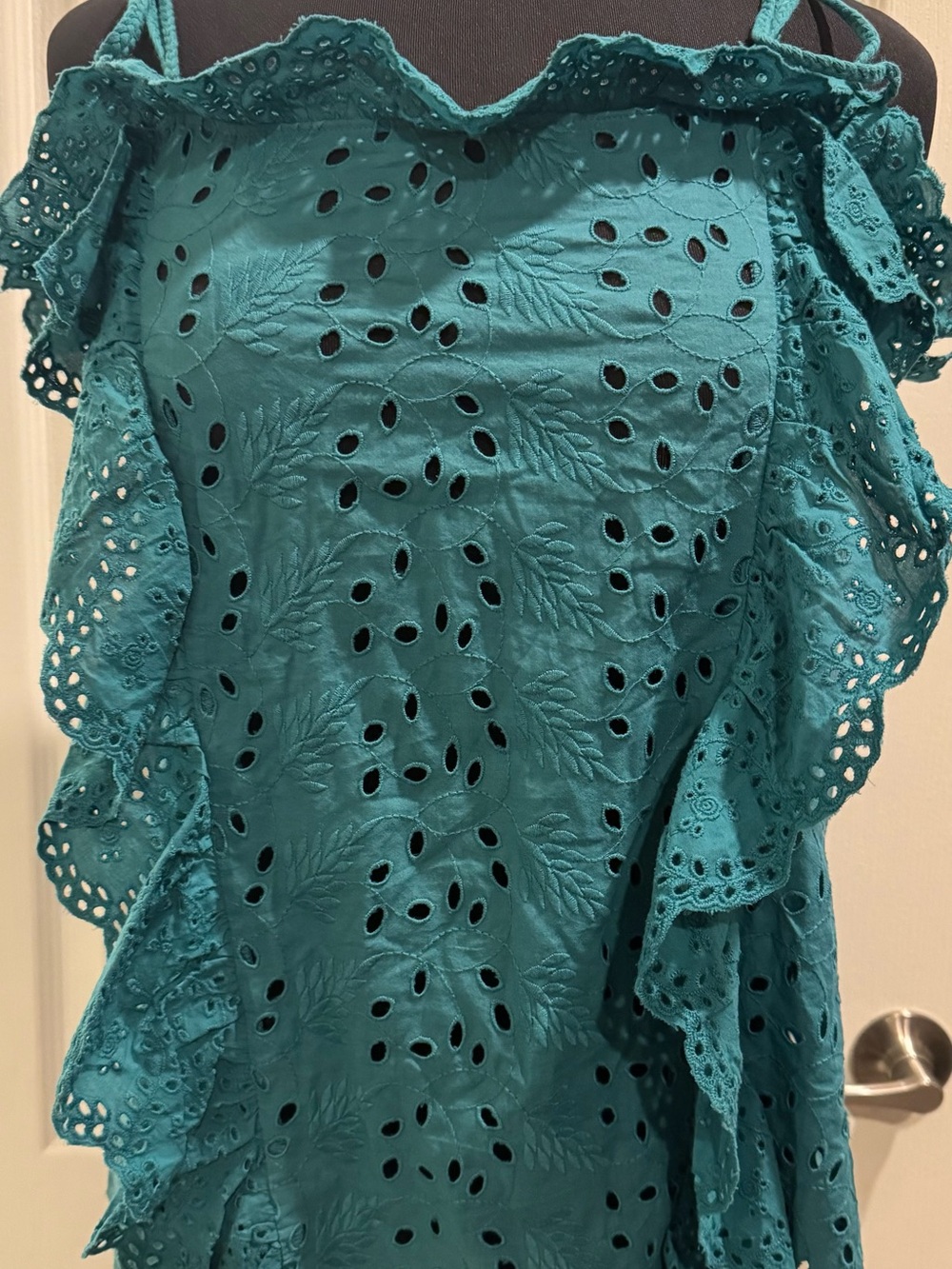 Teal Eyelet Ruffle Camisole